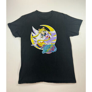 Sailor Moon Anime T-Shirt‎ Adult Med Black Graphic Tee Vintage Style Crewneck